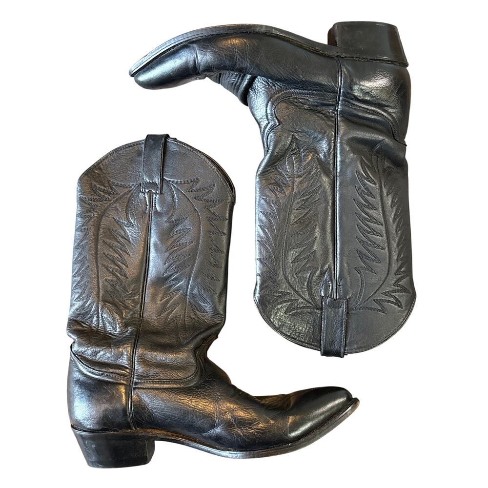 Justin Diamond J Boot Cowboy pointed toe western men’s 8 Black leather